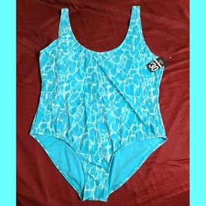 Aqua One Piece Juniors Bathing Suit City Streets
